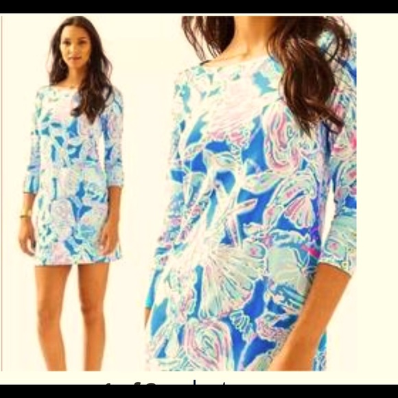 Lilly Pulitzer Dresses & Skirts - LILLY PULITZER Sophie Dress bay blue/pink ‘Into the deep’ S